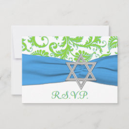 Tarjeta RIBBON RSVP Lime, White, Blue PRINTED