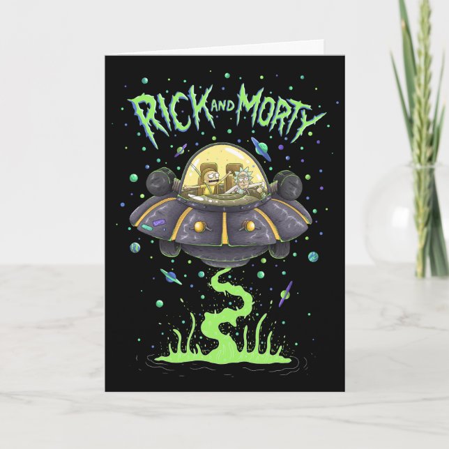 Tarjeta RICK AND MORTY™ | Gráfico ilustrado de vuelo espac (Anverso)