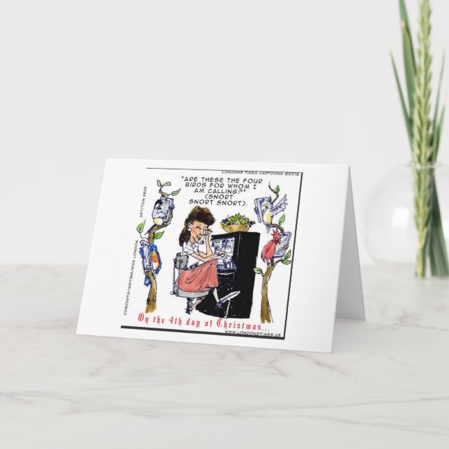 Tarjeta Rick London Ernestine Pájaros Cantores Navidad (Anverso)