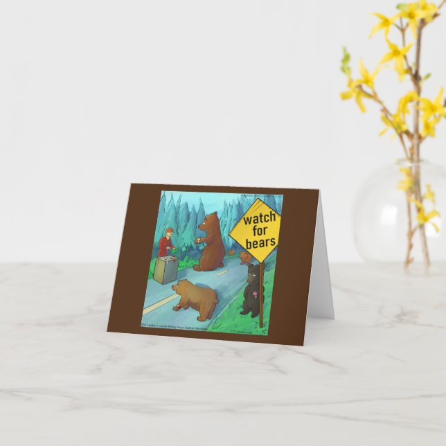 Tarjeta Rick London Funny Bear With Watches Comic (flor amarilla)