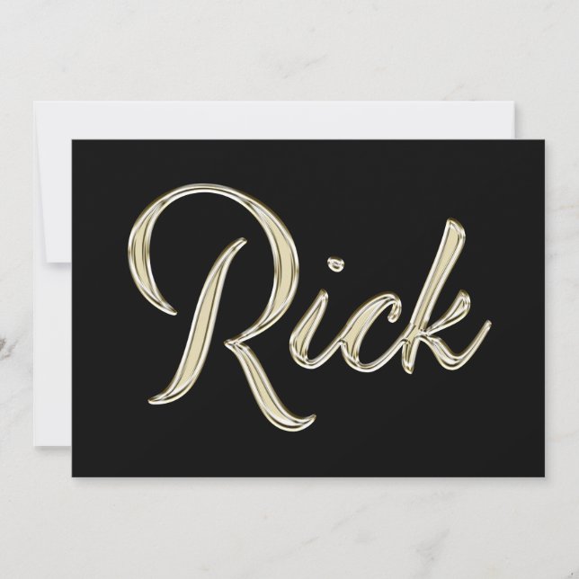 Tarjeta Rick Name white gold Handwriting Karte (Anverso)