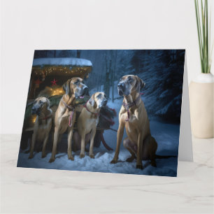 Tarjeta Ridgeback Rodesiano Decoración de Navidades Snowy 