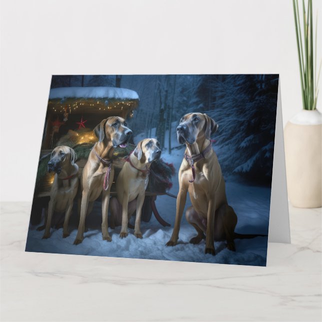 Tarjeta Ridgeback Rodesiano Decoración de Navidades Snowy  (Anverso)