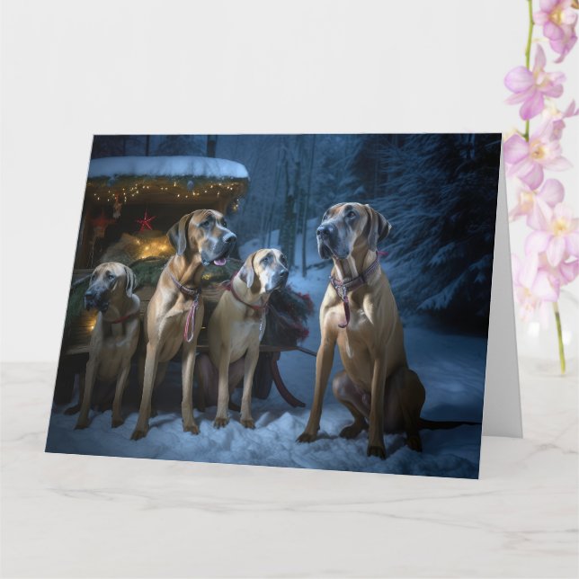 Tarjeta Ridgeback Rodesiano Decoración de Navidades Snowy  (Orquídea)