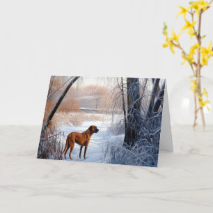 Tarjeta Ridgeback ruso deja que nieve Navidades