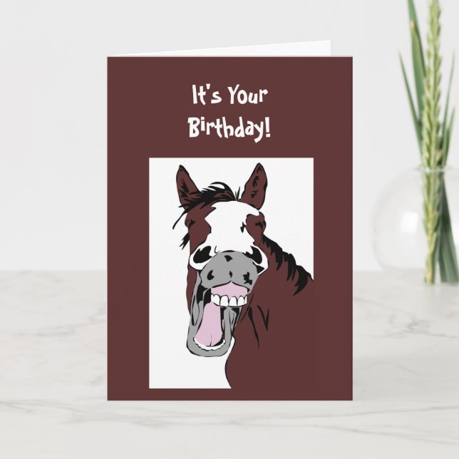 Tarjeta Riendo caballo Yee Haw Vamos a celebrar (Anverso)