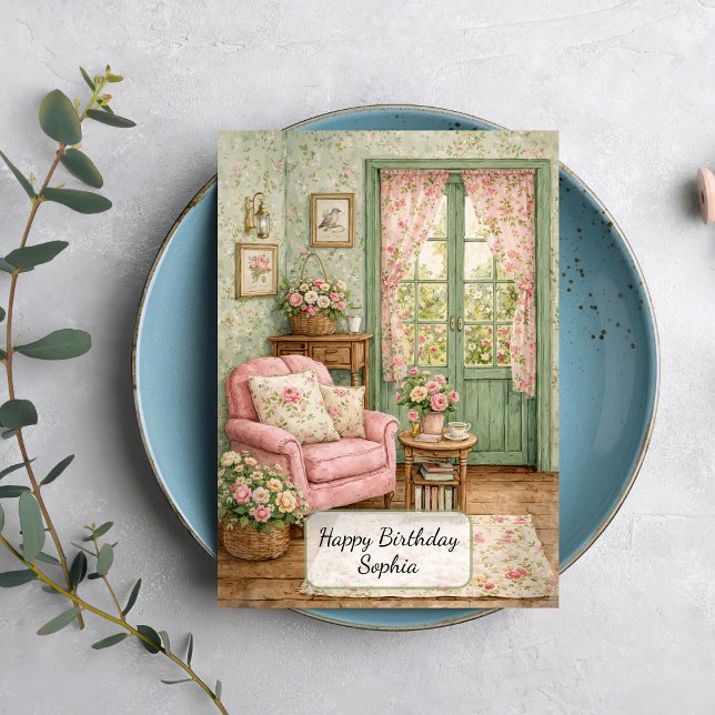 Tarjeta Rincón de lectura de jardín Shabby Chic (Subido por el creador)