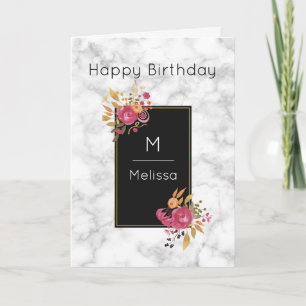 Tarjeta Rincones florales rosas en marco negro
