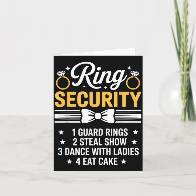 Tarjeta Ring Security Wedding Party Funny Ring Bearer  (Anverso)