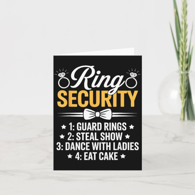 Tarjeta Ring Security Wedding Party Funny Ring Bearer  (Anverso)