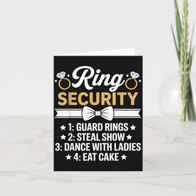 Tarjeta Ring Security Wedding Party Funny Ring Bearer (Anverso)