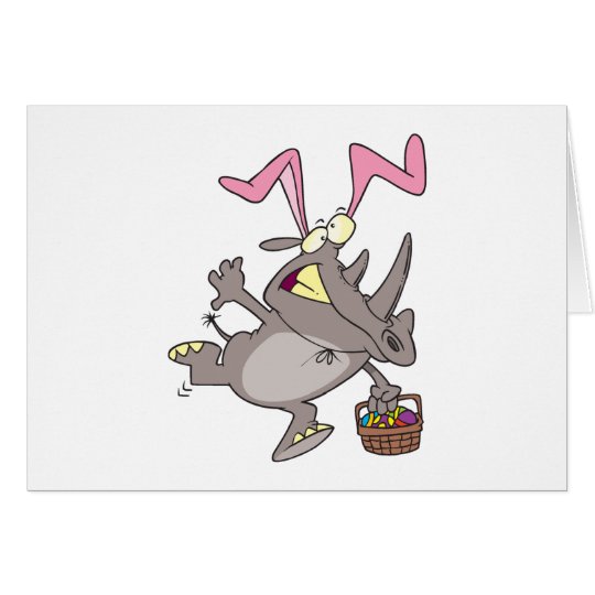 Tarjeta rinoceronte del conejito de pascua