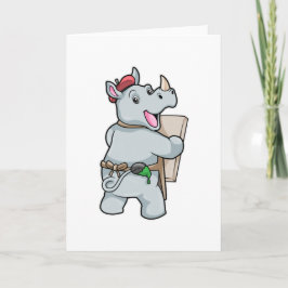 Tarjeta Rinoceronte en pintura con colores