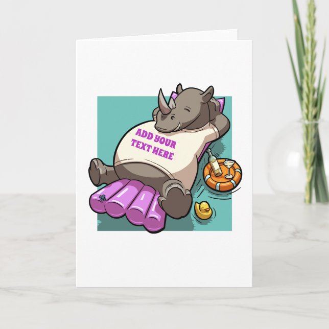 Tarjeta Rinoceronte Relajado En Un Personaje De Caricatura (Anverso)