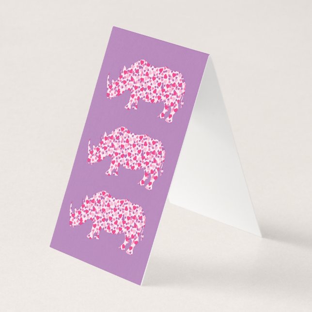 Tarjeta Rinocerontes hechos de corazones rosados (Reverso)