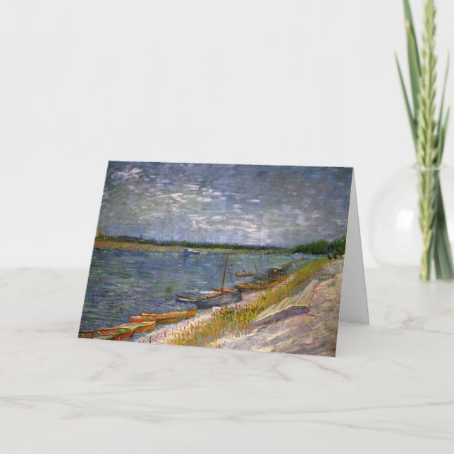 Tarjeta Río con barcos de remo por Vincent van Gogh (Anverso)