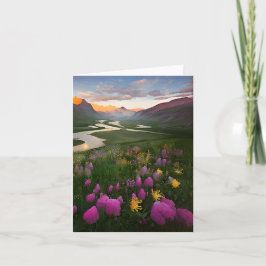 Tarjeta Río de acuarela y flores personalizables