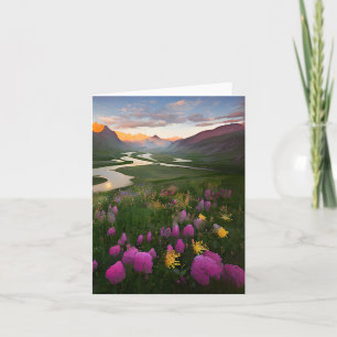 Tarjeta Río de acuarela y flores personalizables