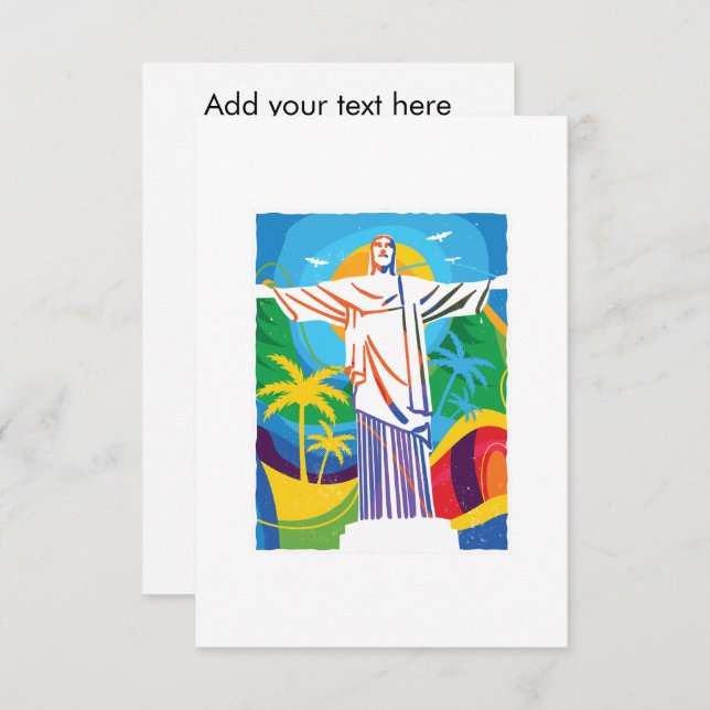 Tarjeta Río de Janeiro Cristo Redentor Brasil colorido (Anverso / Reverso)