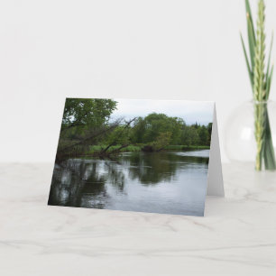 Tarjeta "Río Saranac" Foto del río Adirondack y árboles