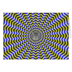 Tarjeta ripples zigzag azul y amarillo + gato