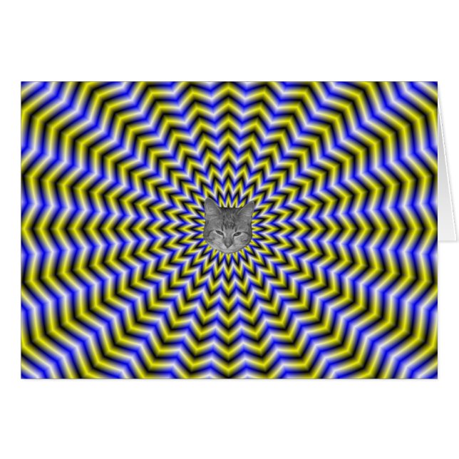 Tarjeta ripples zigzag azul y amarillo + gato (Anverso (Horizontal))