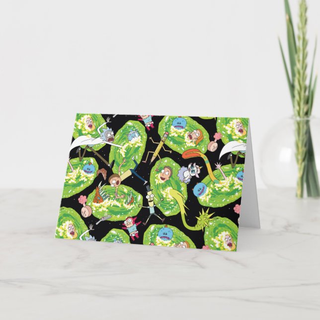 Tarjeta RIQUEZA Y MORTY™| Patrón de caída de portales (Anverso)