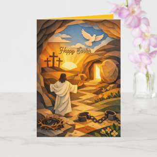 Tarjeta Risen Jesus Empty Tomb 3D Papercut Easter Card