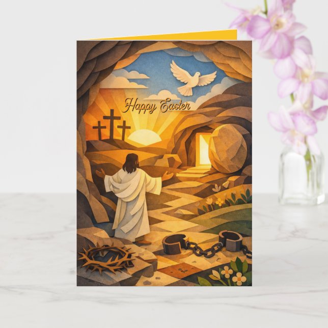 Tarjeta Risen Jesus Empty Tomb 3D Papercut Easter Card (Orquídea)