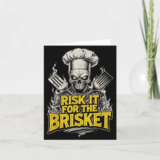 Tarjeta Risk It For The Brisket Funny Bbq Lovers Grill Smo (Anverso)