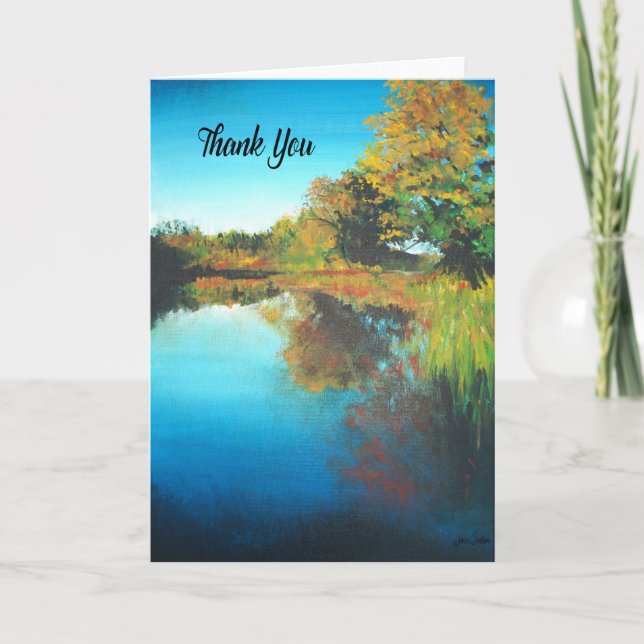 Tarjeta River Trees Fall Landscape Bella Artes Gracias (Anverso)