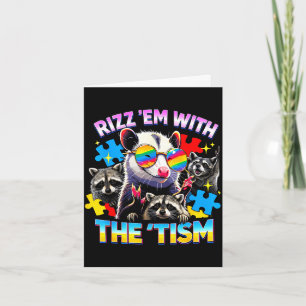 Tarjeta Rizz em con el meme de mapache autista tism autism