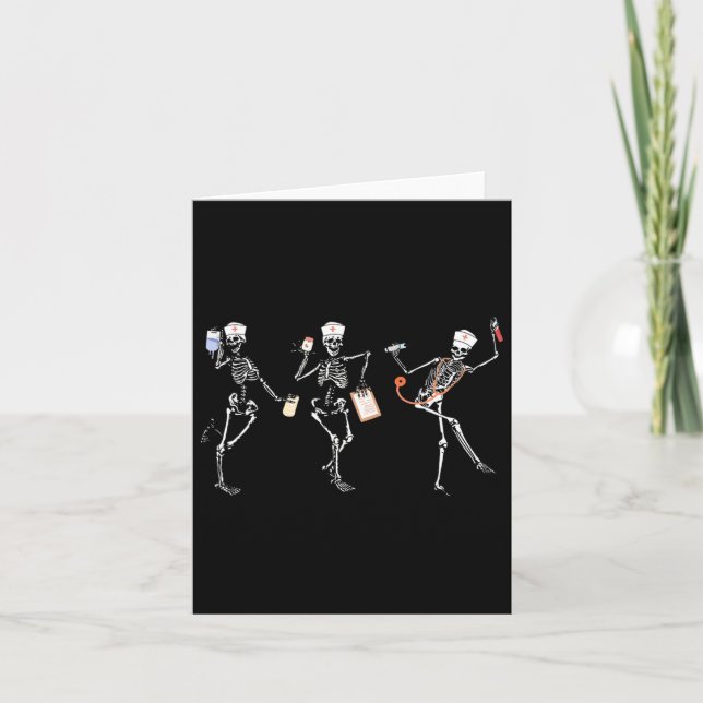 Tarjeta Rn Nurse Halloween Dancing Skeleton Otoño Otoño Wo (Anverso)