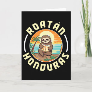 Tarjeta Roatan Honduras Vacaciones Perezoso Playa Verano H