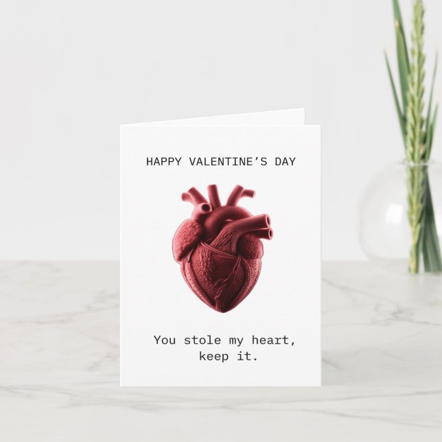 Tarjeta Robaste mi corazón día de San Valentín (Anverso)