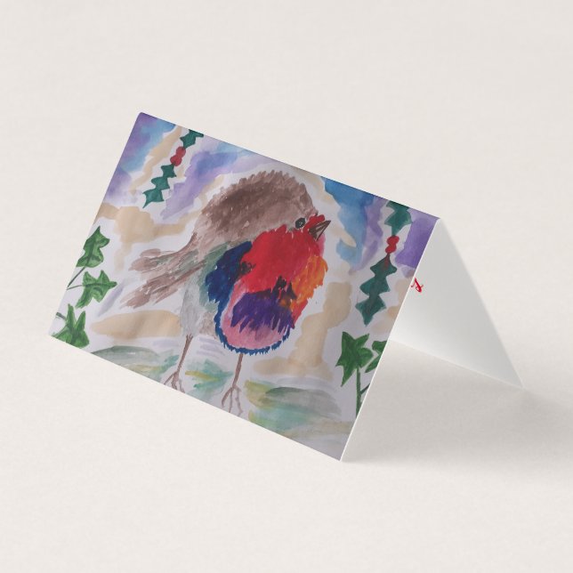 Tarjeta Robin Abstract Art Navidad Card (Anverso)