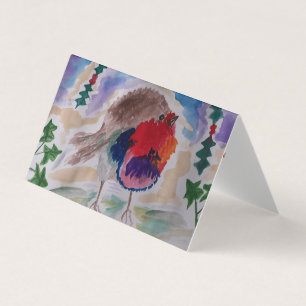 Tarjeta Robin Abstract Art Navidad Card