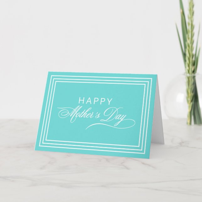 Tarjeta Robin Egg Blue Calligraphy feliz Día de la Madre (Anverso)