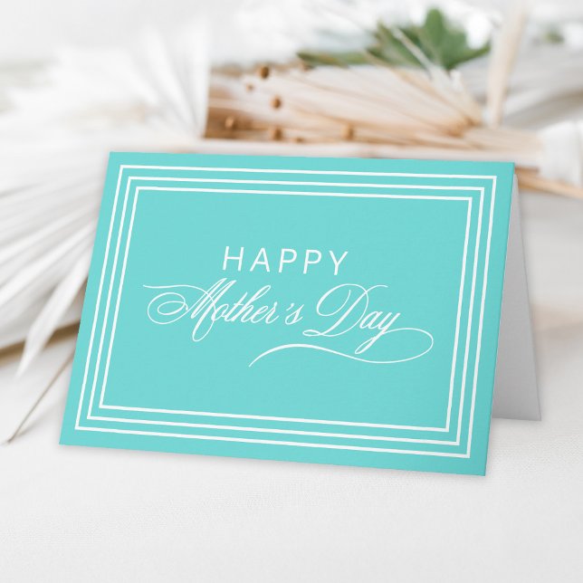 Tarjeta Robin Egg Blue Calligraphy feliz Día de la Madre (Subido por el creador)