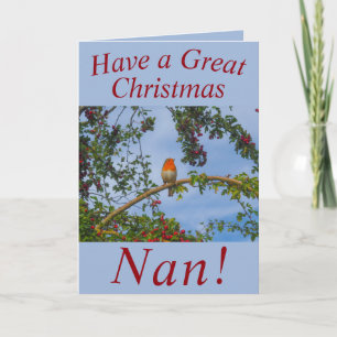 Tarjeta Robin en una carta de Navidades de Hawthorn Tree p