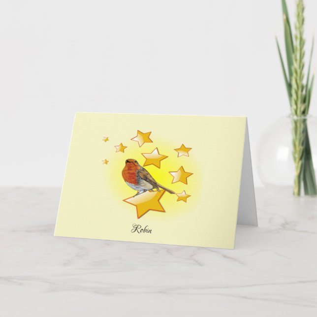 Tarjeta Robin Red Breast Bird es una estrella (Anverso)