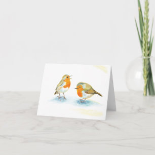 Tarjeta Robins rojos en invierno