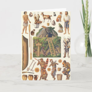 Tarjeta Robinson Crusoe, juguetes de muñecas de papel vict