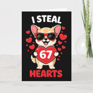 Tarjeta Robo 67 Corazones Diseño Divertido de Chihuahua pa