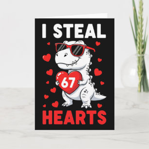Tarjeta Robo 67 Corazones Divertido 67 San Valentín Dinosa