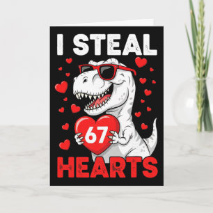 Tarjeta Robo 67 Corazones Divertido 67 San Valentín Dinosa
