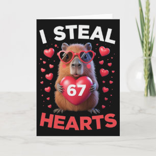 Tarjeta Robo 67 Corazones Funny Capyra San Valentín Cumple