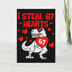 Tarjeta Robo 67 Corazones Seis Siete San Valentín Dinosaur