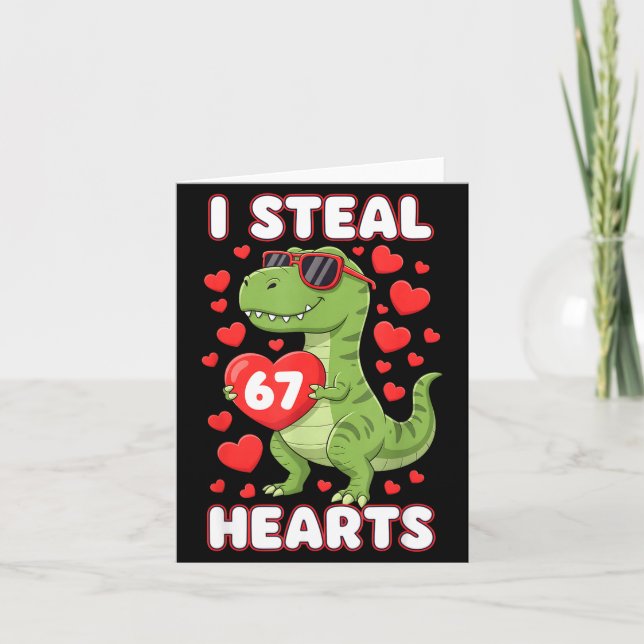 Tarjeta Robo Corazones 67 Trex Niños San Valentín Meme Six (Anverso)