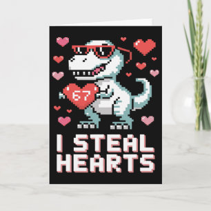 Tarjeta Robo Corazones Funny T Rex Dinosaur San Valentín